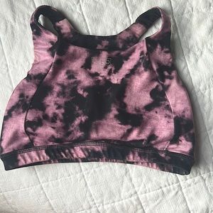 purple and black Fleo sports bra